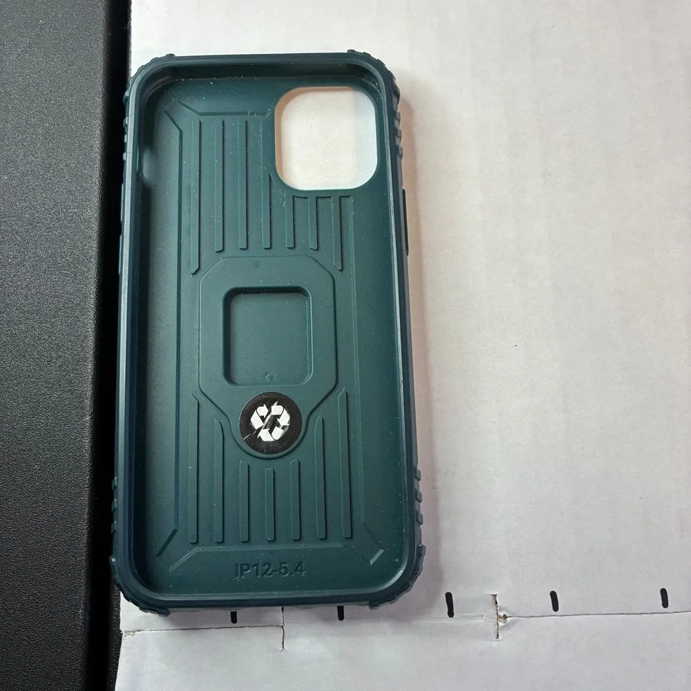 Heavy Duty Rugged Phone Case Ring Holder iPhone 12 or 13 Mini 5.4 in Dark Green